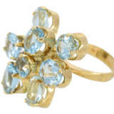 Ring: ausgefallener Goldschmiedering mit blauen Farbsteinen, unikate vintage Handarbeit aus 18K Gold - photo 1
