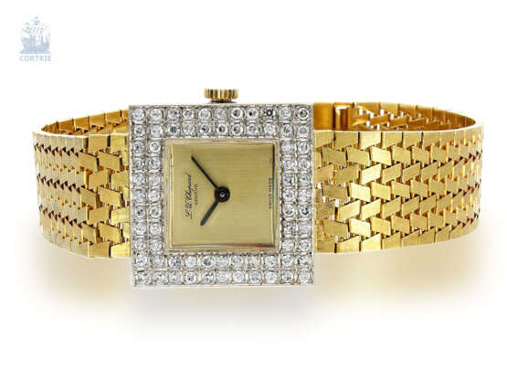 Armbanduhr: elegante vintage Chopard Damenuhr mit Diamantlünette, 18K Gelbgold - photo 1