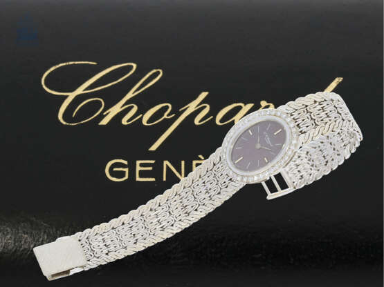 Armbanduhr: luxuriöse weißgoldene vintage Damenuhr von Chopard mit Diamantlünette, wenig getragen, Originalbox - photo 1
