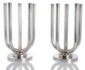 Paar prunkvolle sechsflammige Silber-Kerzenleuchter Nr. 751
