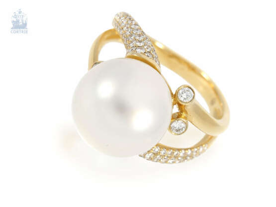 Ring: aufwändig gearbeiteter und hochwertiger Damenring mit feinster Südsee-Perle und hochwertigen Brillanten, NP ca.2800,-€, ungetragen - photo 1