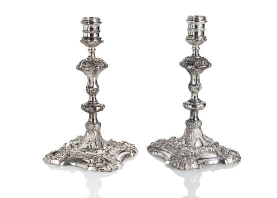 Paar George II Silber Kerzenleuchter - Foto 1