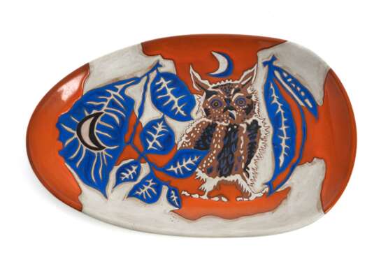 Jean Lurcat (1892-1966) - Große Keramik-Platte mit Eule - photo 1