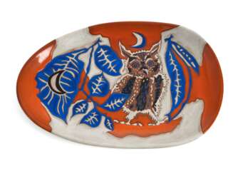Jean Lurcat (1892-1966) - Große Keramik-Platte mit Eule