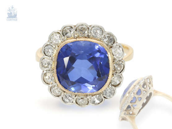 Ring: filigraner, antiker Ring mit Saphir/Diamantbesatz, vermutlich England um 1900 - фото 1