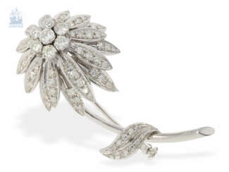 Brosche/Nadel: äußerst aufwändige vintage Brillant/Diamant-Blütenbrosche hoher Qualität, ca. 1,5ct, 60er Jahre