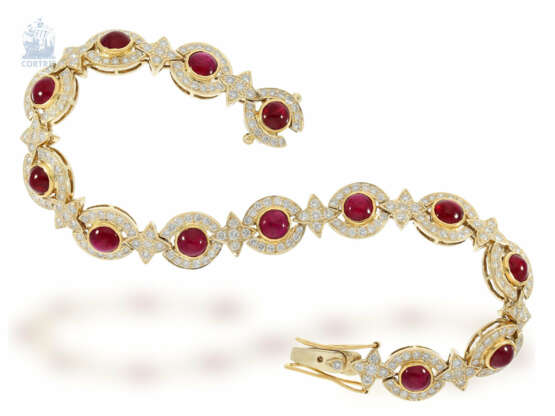 Armband: hochwertiges, ehemals sehr teures vintage Brillant/Rubin-Goldschmiedearmband aus 18K Gold, ca. 3,5ct Brillanten - фото 2