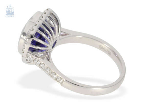 Ring: äußerst hochwertiger Goldschmiedering mit schönem Herz-Tansanit und feinen Brillanten, ungetragen aus Geschäftsauflösung - Foto 3