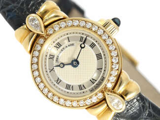 Armbanduhr: sehr hochwertige und seltene Damenuhr mit Brillantbesatz, Breguet "Classique" Ref. 8611, No.4402 von 1996 mit Originalbox und Originaletikett, Neupreis 36.600,-DM