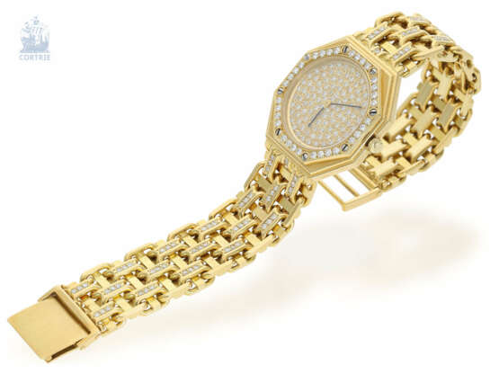 Armbanduhr: schwere, luxuriöse und seltene vintage Schmuckuhr mit reichlich Brillantbesatz, unikate Handarbeit aus 18K Gold, 2,92ct hochwertige Brillanten - фото 3