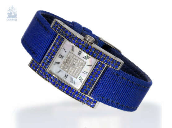 Armbanduhr: luxuriöse, sehr hochwertige Chopard Damenuhr Ref. 13/6818-23 mit Diamant- und Saphirbesatz, Chopard "Your Hour Ladies" von 2001 mit Originalzertifikat - фото 2
