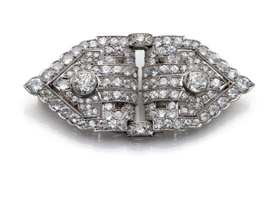Art Deco Diamant Platin Doppelclip - photo 1