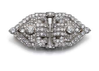 Art Deco Diamant Platin Doppelclip
