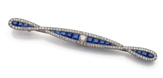 Art Deco - Saphir-Diamant Brosche - Foto 1
