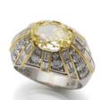 Prächtiger Vintage Entourage Ring mit natürlichem gelben Diamanten - Prix ​​des enchères