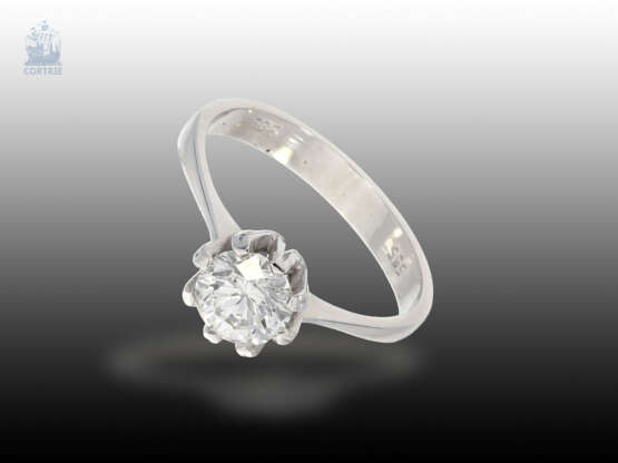 Ring: klassischer Solitär/Diamantring, hochwertiger Brillant in super Qualität, 1,2ct River E/SI1, HRD-Kurz-Report - фото 3
