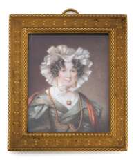 Portrait einer Dame mit Haube und Goldschmuck