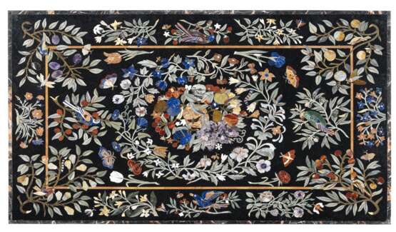 Imposante Pietra Dura Tischplatte mit reichem Floraldekor - photo 1