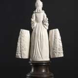 Elfenbeinfigur einer Barock-Dame mit Klapp-Triptychon - Foto 3