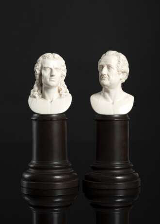Paar Büsten aus Elfenbein - Johann Wolfgang von Goethe und Friedrich Schiller - Foto 1