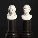 Paar Büsten aus Elfenbein - Johann Wolfgang von Goethe und Friedrich Schiller - Foto 1