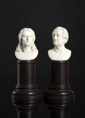 Paar Büsten aus Elfenbein - Johann Wolfgang von Goethe und Friedrich Schiller