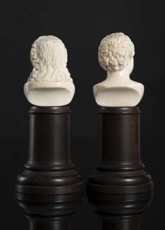 Paar Büsten aus Elfenbein - Johann Wolfgang von Goethe und Friedrich Schiller - Foto 2