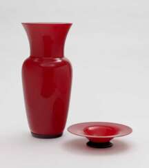 Vase und Schale "opalino"