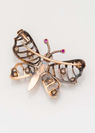 Schmetterlingsbrosche mit Perlen - photo 2