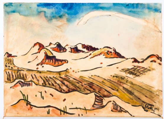 Karl Schmidt-Rottluff (1884 - 1976) Landscape (Dunes ?) Watercolor - фото 1