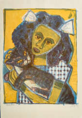 Otto Dix (1891 - 1969) Girl with cat II (slant head)