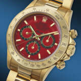 ASPREY, AN EXTREMELY ATTRACTIVE AND UNIQUE YELLOW GOLD 'DAYTONA', WITH RED DIAL, REF. 16528, NO. 1/1 - фото 2