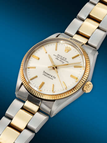 ROLEX, RETAILED BY TIFFANY & CO., 14K YELLOW GOLD AND STAINLESS STEEL 'AIR-KING,' REF. 5501 - photo 2