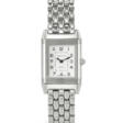 JAEGER-LECOULTRE, STAINLESS STEEL AND DIAMOND-SET 'REVERSO DUETTO', WITH MOTHER OF PEARL DIAL, REF. 266.8.44 - Prix ​​des enchères