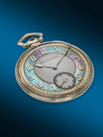 PATEK PHILIPPE, EXTREMELY RARE WHITE GOLD 'MURAT' DECORATED POCKET WATCH, WITH TWO-TONE MOTHER OF PEARL DIAL - photo 6