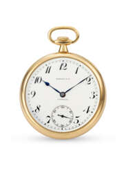 PATEK PHILIPPE FOR TIFFANY & CO., YELLOW GOLD POCKET WATCH, WITH RUBY BANKING PINS, 'FIRST QUALITY "EXTRA"'