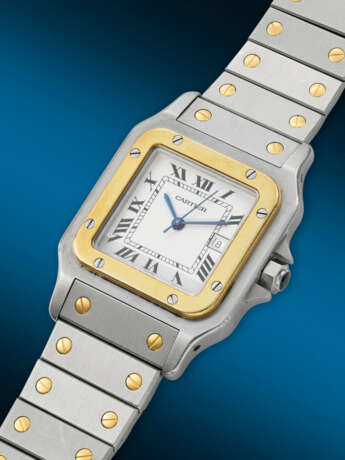 CARTIER, YELLOW GOLD AND STAINLESS STEEL 'SANTOS CARRÉE', REF. 2961 - Foto 2