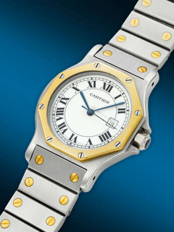 CARTIER, YELLOW GOLD AND STAINLESS STEEL 'SANTOS OCTAGON', REF. 2966 - photo 2