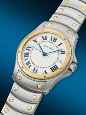 CARTIER, YELLOW GOLD AND STAINLESS STEEL 'SANTOS RONDE', REF. 1910 - Foto 2