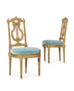 Vergoldetes Holz. A PAIR OF LOUIS XVI GILTWOOD CHAISES