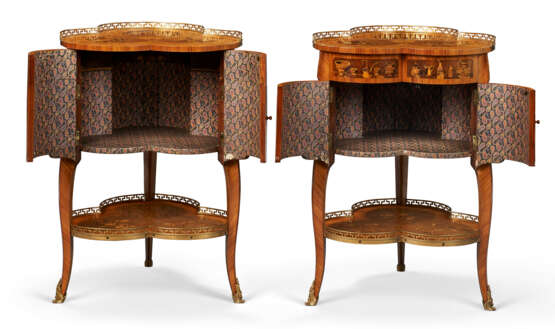 A PAIR OF LOUIS XV STYLE TULIPWOOD, AMARANTH, FRUITWOOD AND MARQUETRY OCCASIONAL TABLES - photo 3