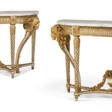 A PAIR OF LATE LOUIS XV WHITE PAINTED AND PARCEL-GILT CONSOLE TABLES - Prix ​​des enchères