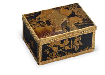 A GERMAN GOLD-MOUNTED JAPANESE LACQUER SNUFF BOX