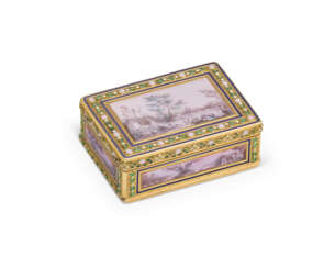 A LOUIS XVI ENAMELED GOLD DOUBLE-OPENING BOITE-A-MOUCHES