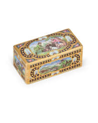 A CONTINENTAL ENAMELED GOLD SNUFF BOX
