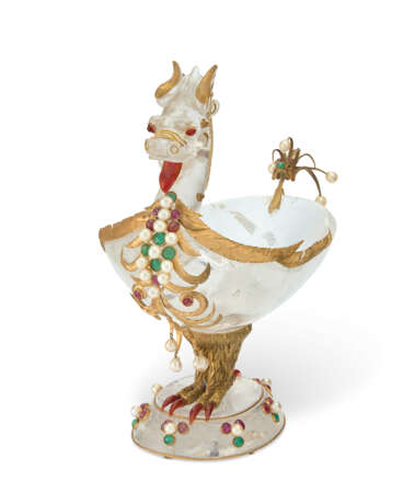AN AMERICAN GOLD AND JEWEL-MOUNTED ROCK CRYSTAL DRAGON-FORM COUPE - photo 2