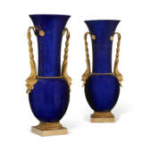 A PAIR OF LATE LOUIS XVI ORMOLU-MOUNTED BLUE SEVRES PORCELAIN VASES - photo 1