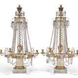 A PAIR OF RUSSIAN ORMOLU, VEINED WHITE MARBLE AND CUT GLASS SIX-LIGHT CANDELABRA - фото 4