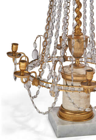 A PAIR OF RUSSIAN ORMOLU, VEINED WHITE MARBLE AND CUT GLASS SIX-LIGHT CANDELABRA - photo 6