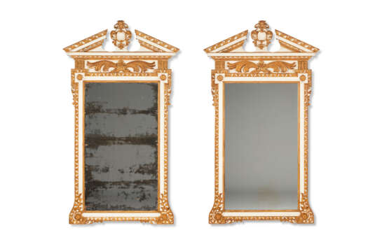 A PAIR OF GEORGE II WHITE-PAINTED AND PARCEL-GILT PIER MIRRORS - photo 1